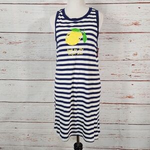 KATE SPADE Blue and White Striped Night Shirt Pajamas Size Small